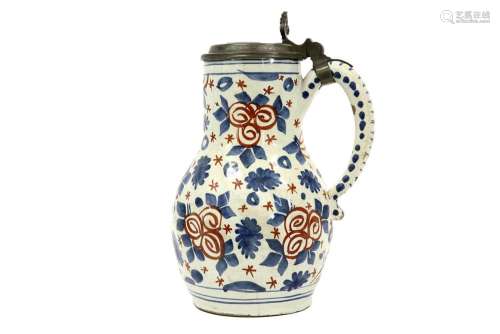 18th Cent. tankard in ceramic with polychrome deco…