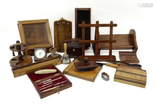 collection of old or antique wooden items …