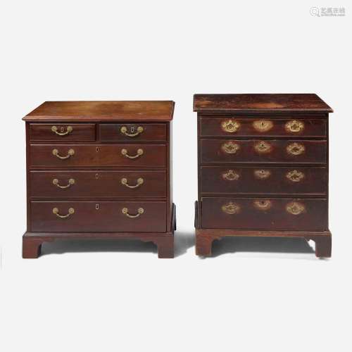 Two diminutive George III or Chippendale carved mahogany che...