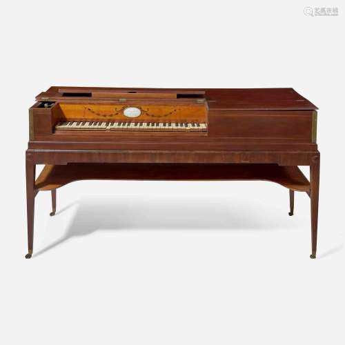 A George III inlaid mahogany pianoforte Longman & Broder...