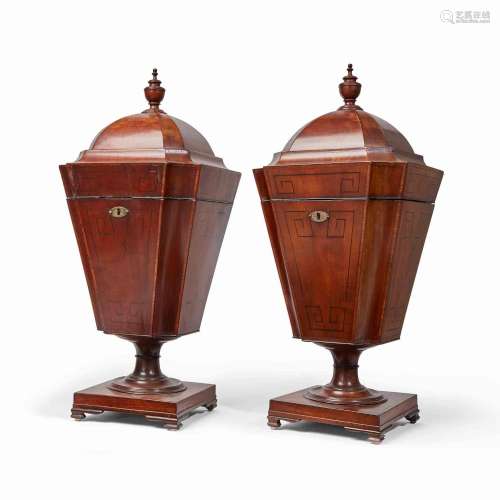 A pair of Regency inlaid mahogany knife boxes early 19th cen...
