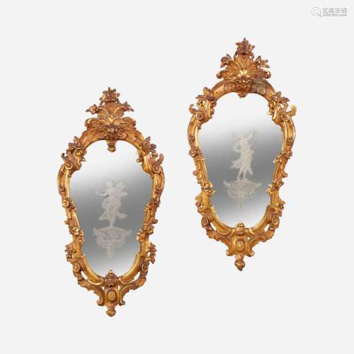 A pair of Venetian giltwood mirrors 18th century