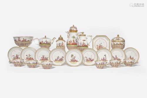 A Meissen chinoiserie porcelain tea and coffee service circa...