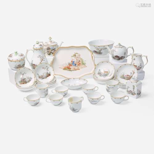 A KPM porcelain tea and coffee service with hunt theme 19th ...