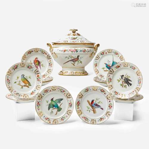 A French porcelain bird-themed luncheon service Possibly Par...