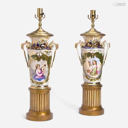 A pair of Paris Porcelain vases late 19th century