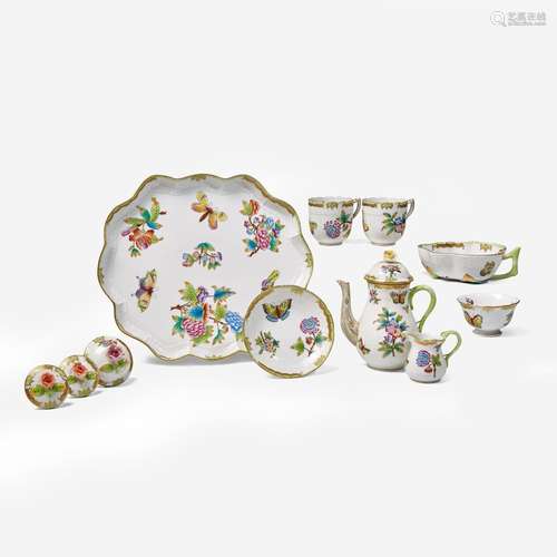 A Herend porcelain demitasse service in the "Queen Vict...