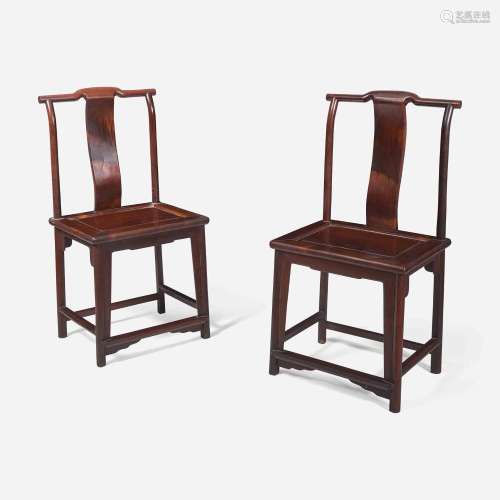 A pair of Chinese hardwood and jichimu side chairs 19th / 20...