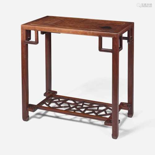 A Chinese huamu-inset hardwood side table