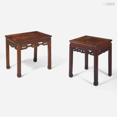 Two Chinese hardwood side tables