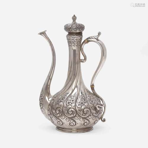 A sterling silver repoussé after-dinner coffeepot Durgin, Co...