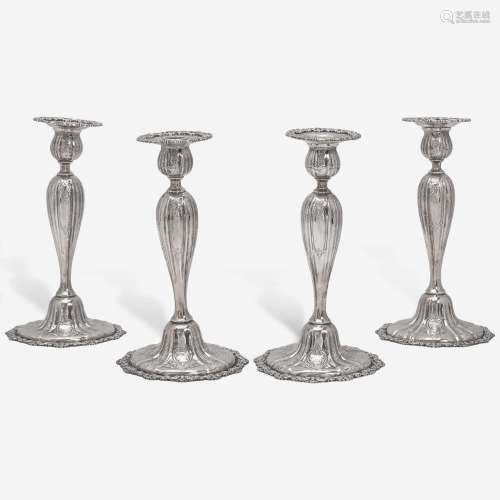 A set of four sterling silver candlesticks J.E. Caldwell &am...