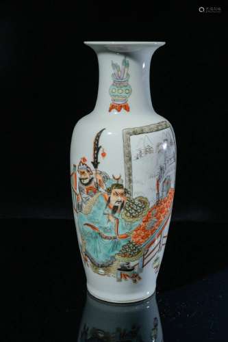 Pastel Guan Gong Vase