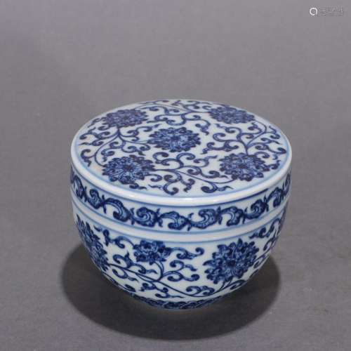 Blue and white lotus flower cover box