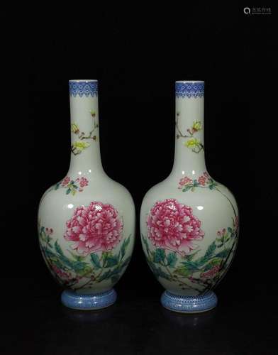 A pair of enamelled flower pots with poetry and prose