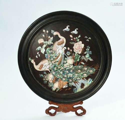 Mahogany seven-color inlaid mother-of-pearl platter