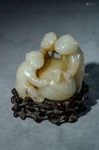 Jade lotus boy's study paperweight