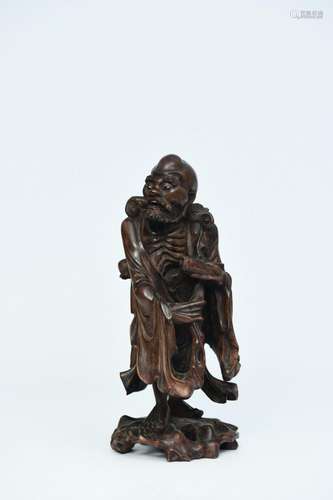 Bodhidharma Longan Wood Carving Ornament