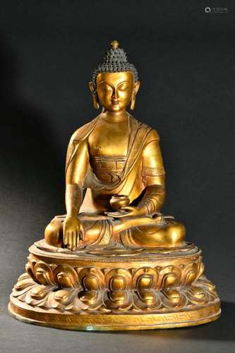 Gilt bronze statue of Shakyamuni