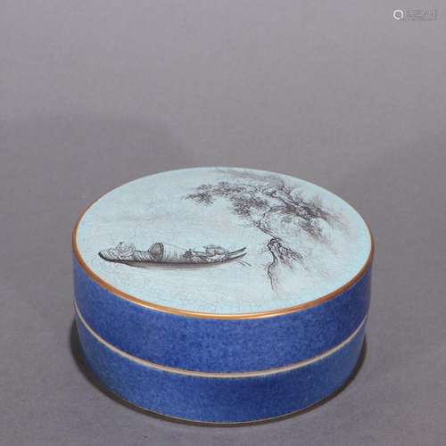 Snowflake blue glaze ink color landscape map cover box