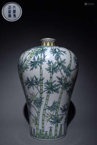 Doucai plum vase with bamboo pattern