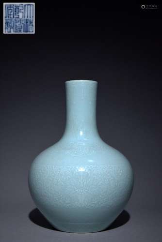 Monochromatic glaze celestial ball vase with branch pattern ...