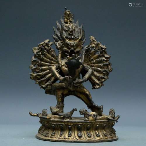 Bronze gilt statue of Yamantaka