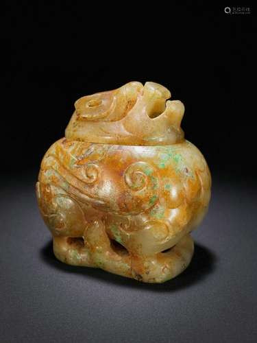 Hetian jade seed material is scented with Qinrui beast