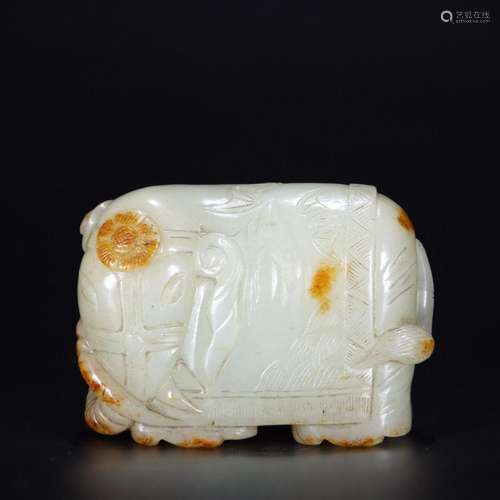 Old Collection Hetian Jade Taiping with Elephant