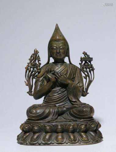 Old Collection. Refined Copper Cast Tsongkhapa Buddha Statue...
