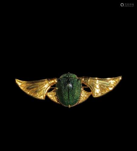 18k Gold Scarab Scarab Immortal Brooch Natural Bug Specimen