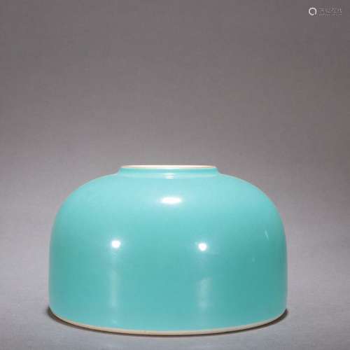 Azure-glazed plain surface study water bowl