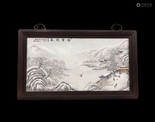 Porcelain plate painting of auspicious snow and spring