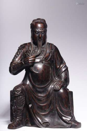 Agarwood Guan Gong Seated Statue