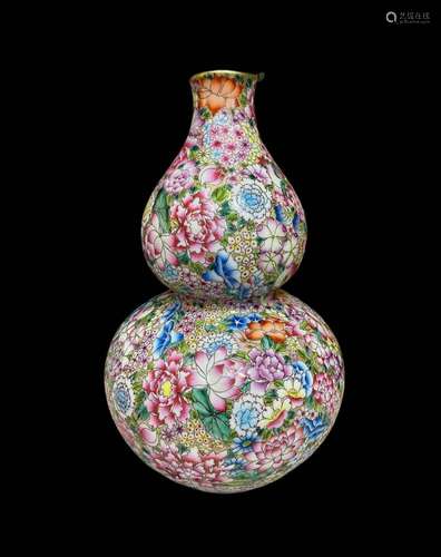 Enamel multi-flower gourd bottle