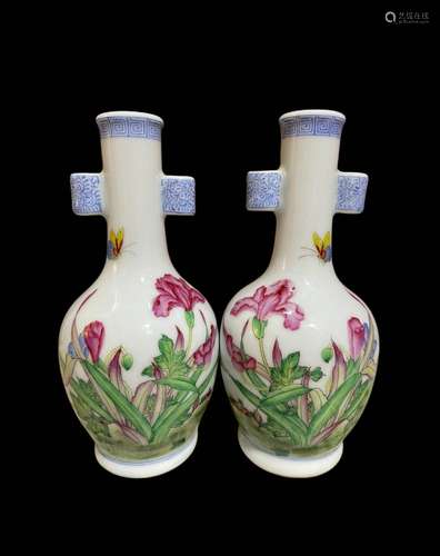 Enamel color inscribed poem flower pattern amphora vial