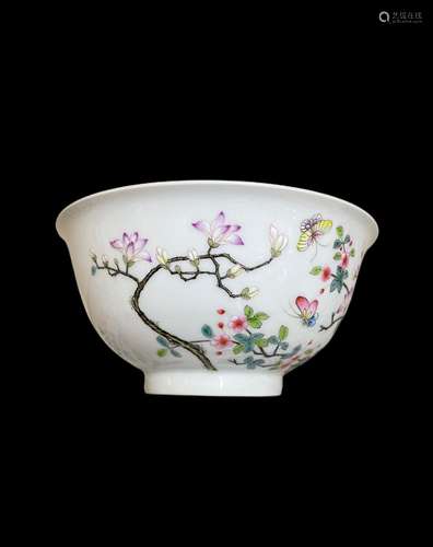 Enamel colored over-the-wall magnolia flower bowl