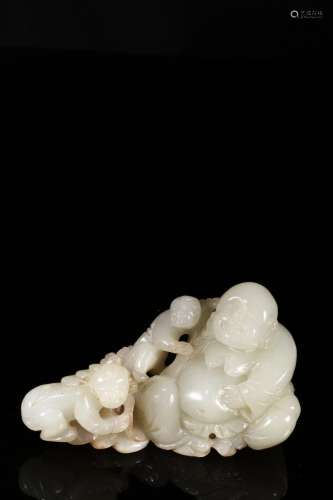 Tian Jade Carving Boy's Play Maitreya Ornament