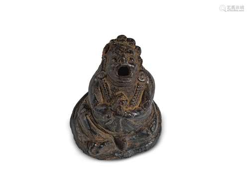 STATUETTE DE VAJRADHAKA EN TERRE CUITE TIBET, XIXE SIÈCLE