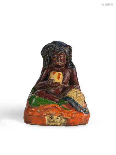 STATUETTE DE TANGTONG GYALPO EN TERRE CUITE POLYCHROME MONGO...