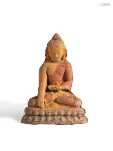 STATUETTE DE BOUDDHA SHAKYAMUNI EN TERRE CUITE BIRMANIE (MYA...