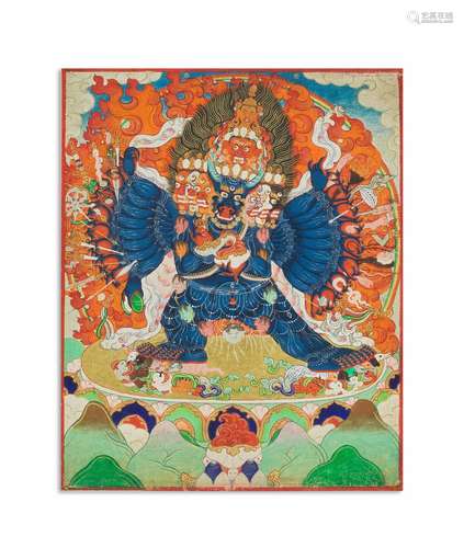 PETIT TANGKA VOTIF REPRÉSENTANT VAJRABHAIRAVA MONGOLIE, XIXE...