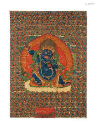 TANGKA REPRÉSENTANT VAJRAPANI TIBET, XIXE SIÈCLE