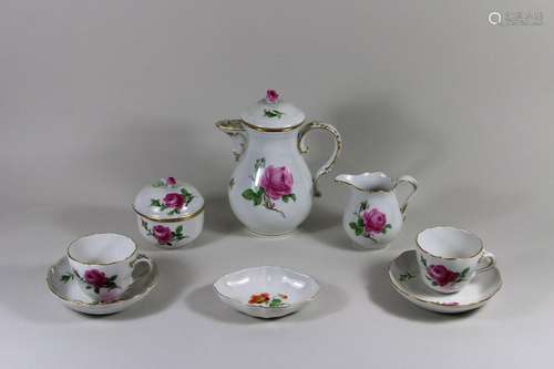 Kaffeeservice rote Rose 7 Tl., Meissen, Porzellan, 3. Wahl, ...