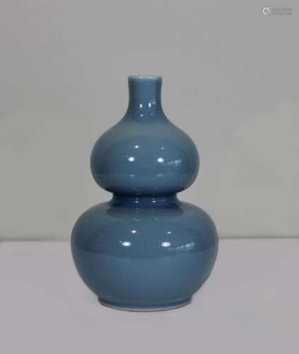 Huluping Vase, China, blaue Doppelring- und Sechszeichen-Sie...