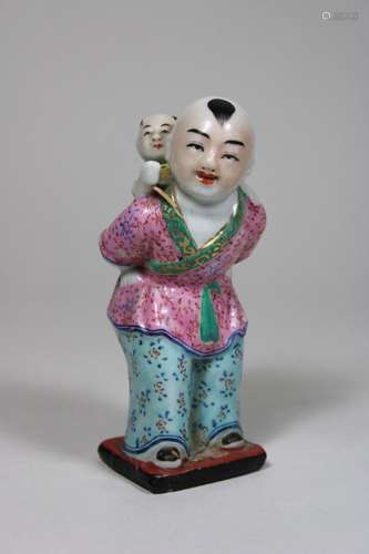 Man mit Kind, Porzellanfigur, China, polychrom bemalt