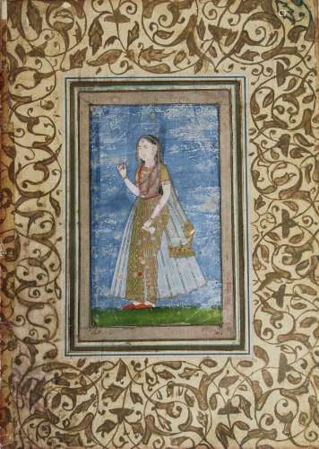 Miniaturmalerei, Indien, 18. Jh. Vorderseite: Frauendarstell...