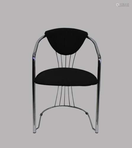 Design Stuhl, 60er Jahre, verchromt. H.: 82 cm,