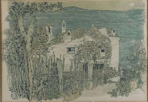 Robert Pudlich (deutsch, 1905 - 1962), Elternhaus, Lithograp...