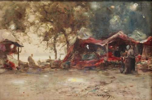 Thomas William Morley (britisch, 1859 - 1925), am Markt, Aqu...